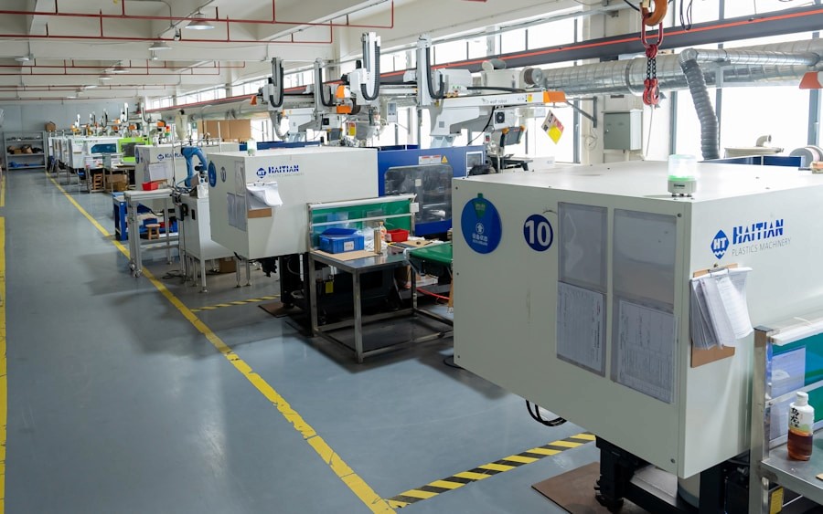 Injection moulding machines in a manufacturing facility
